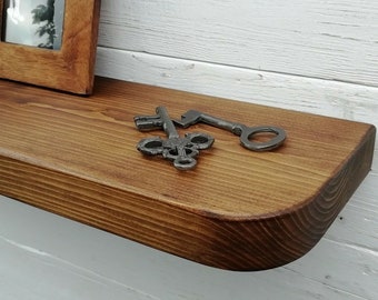 14cm/17cm/20cm depth - Rustic Chunky Radiator Mantel Shelf Round curved edges, Incl. concealed brackets
