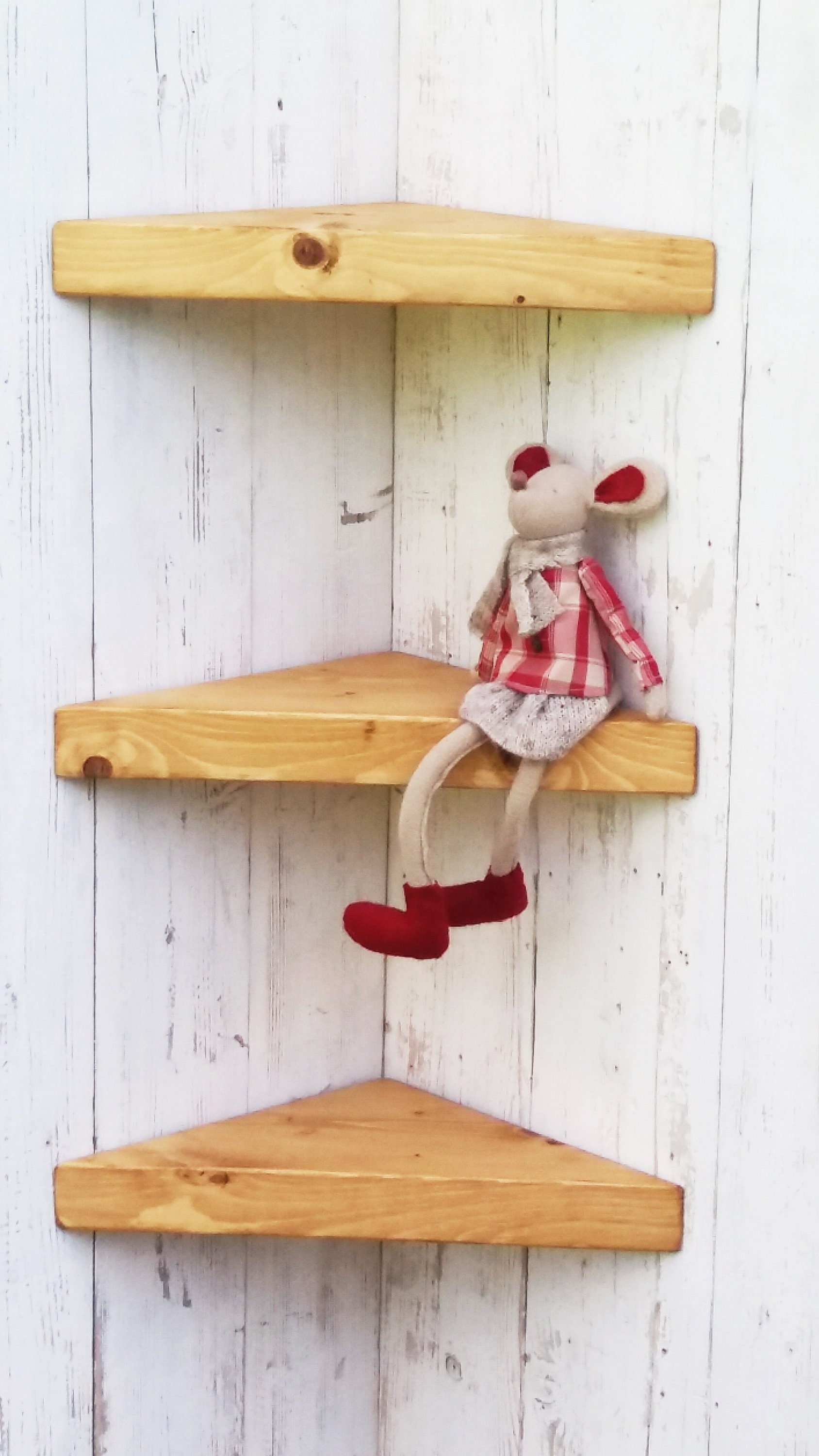 Chunky Wooden Floating Corner Shelf 3 Sizes / 6 Colours Etsy UK