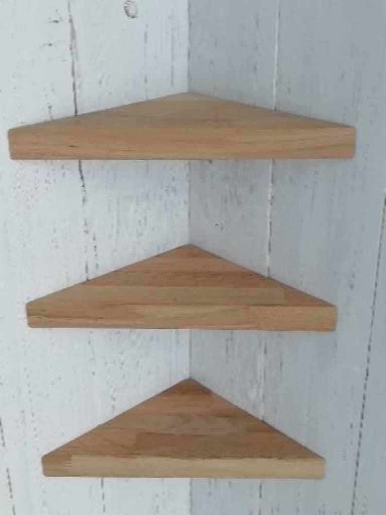 Solid OAK Wood/ Hardwood Wooden Corner Shelf Rustic With Etsy