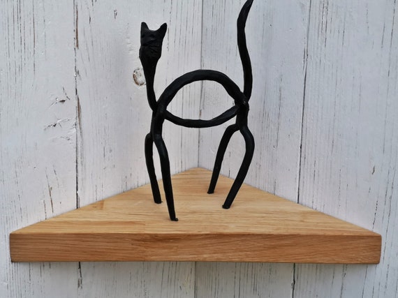 Solid OAK wood/ hardwood wooden corner shelf rustic with fixings