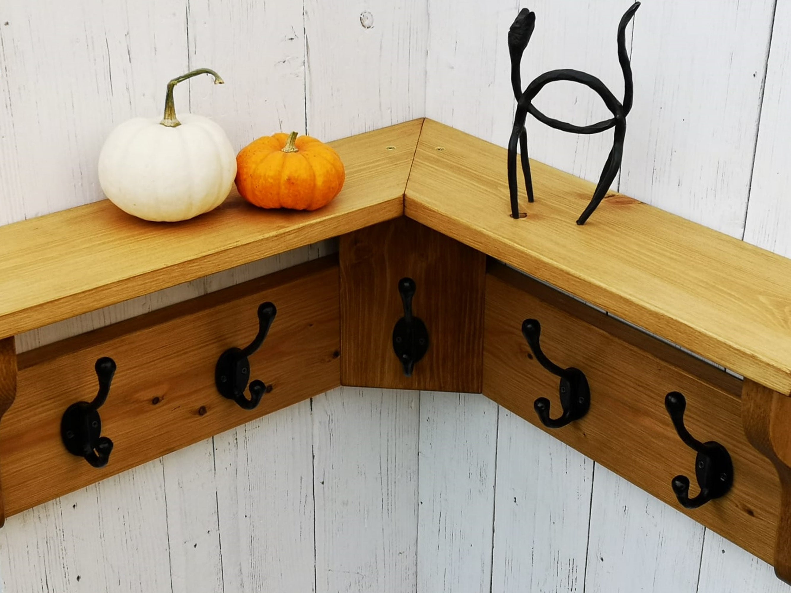 Solid Wood Hat&coat CORNER Rack With Shelf Rustic Look Cast Etsy UK
