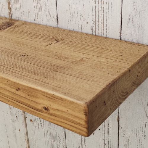 Solid OAK Wooden Floating Mantel Shelf Rustic With Concealed Etsy
