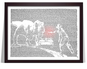 Jurassic Park Filmdrehbuch-Porträtposter, handgeschriebener Kunstdruck