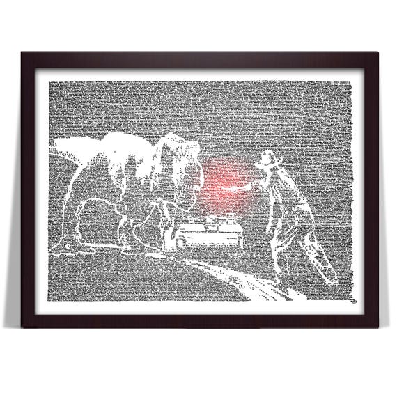 Jurssic Park Movie Script Portrait Poster, Handwritten Art Print