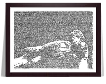 Handgeschreven kunstprint van het filmscript van How To Train Your Drago