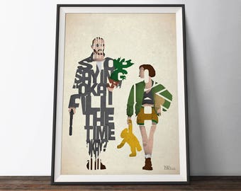 Leon Mathilda Movie Poster - Typography Quote Film Art Print. Leon the Professional word art geek gift for Him or Her