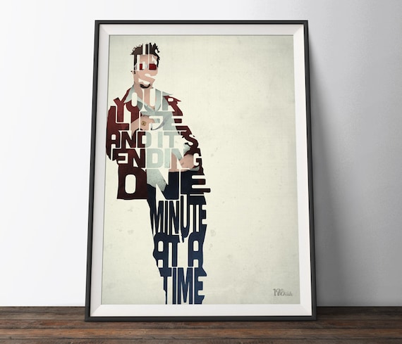Fight Club Movie Poster Brad Pitt Typographie Citation Film Etsy