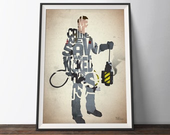 Ghostbusters Movie Poster - 80s comedy sci-fi Typography Quote Film Art Print. Peter Venkman word art gift for Him or Her