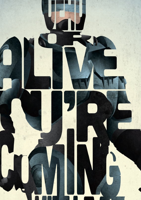 Robocop Movie Poster - 80s Sci-Fi Typography Quote Film Art Print ...