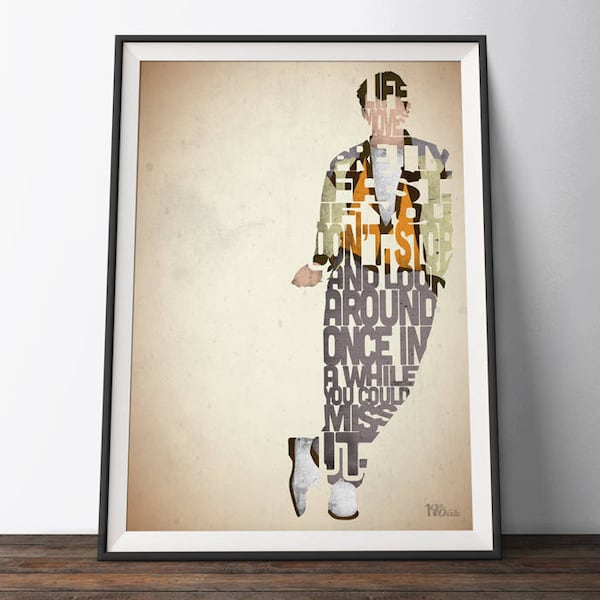 Ferris Bueller Movie Poster - Typography Quote Film Art Print. Ferris Bueller's Day Off 80s word art geek gift for Him or Her