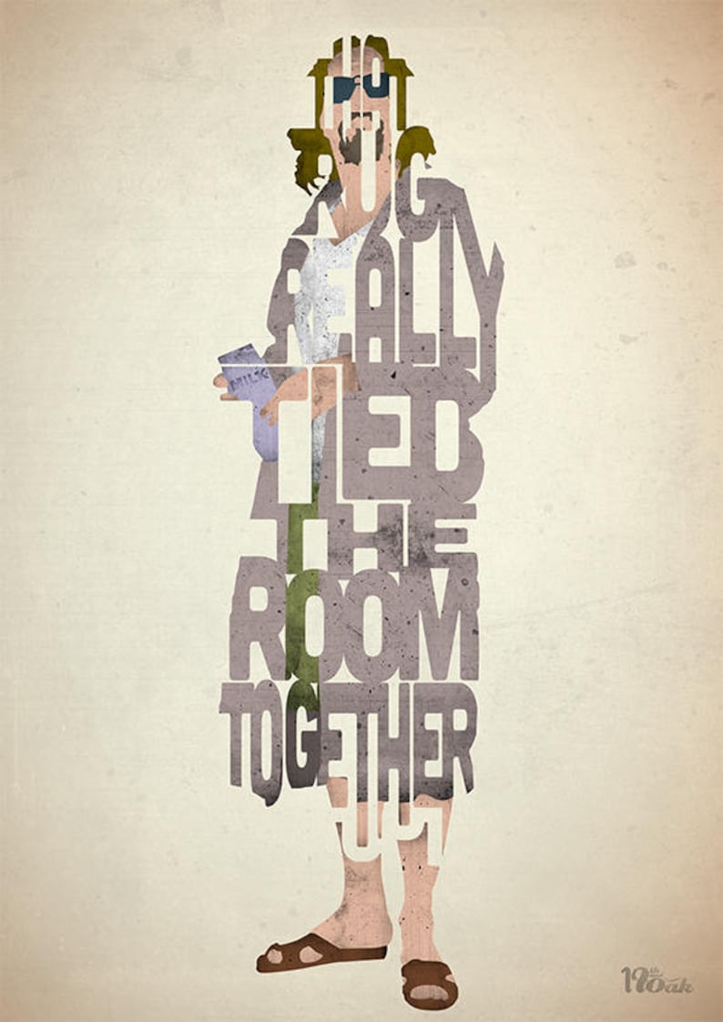 Big Lebowski Movie Poster Typography Quote Film Art Print