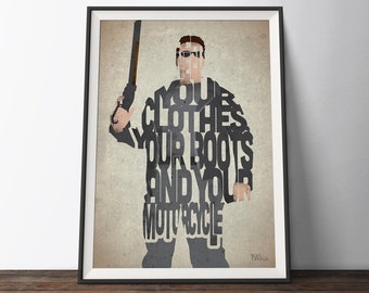 Terminator Movie Poster - Sci-Fi Typography Quote Film Art Print. The Terminator Sci-Fi word art gift for Him or Her