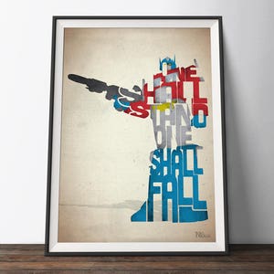 Transformers Optimus Prime Movie Poster - Typography Quote Film Art Print. Transformers 80s word art geek gift for Him or Her