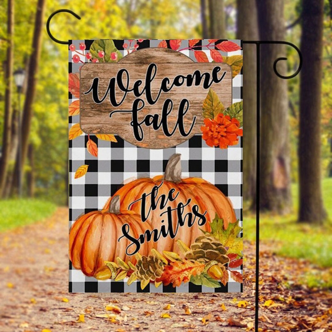 Personalized Welcome Fall Garden Flag Custom Family Name - Etsy
