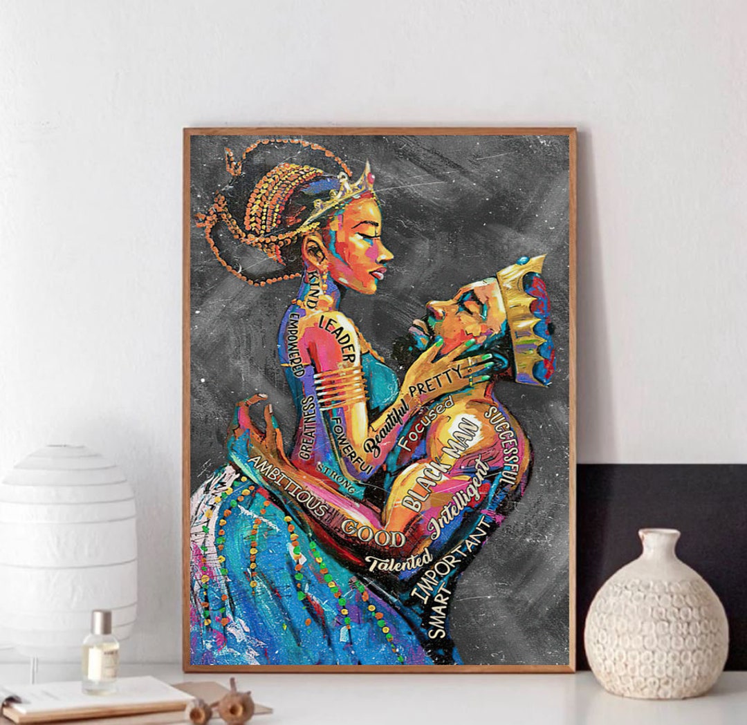 Black Couple King  Queen Canvas/poster Black Love Valentines Etsy