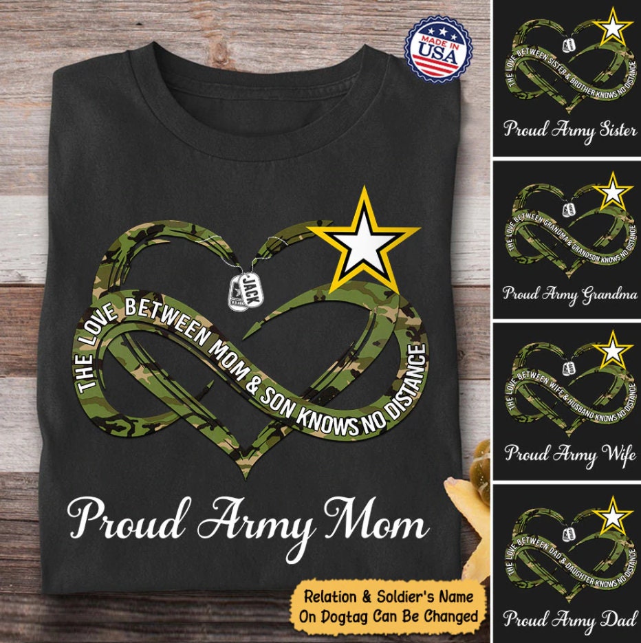 Personalized Proud Army Mom Shirt the Love Between Mom
