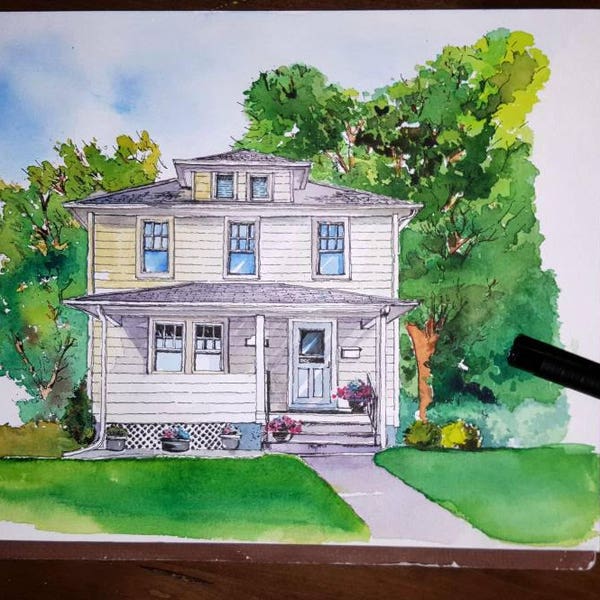 Custom Watercolor House Painting of Your Home, Custom Art, Architectural Rendering, Custom Illustration from your photo, house portrait