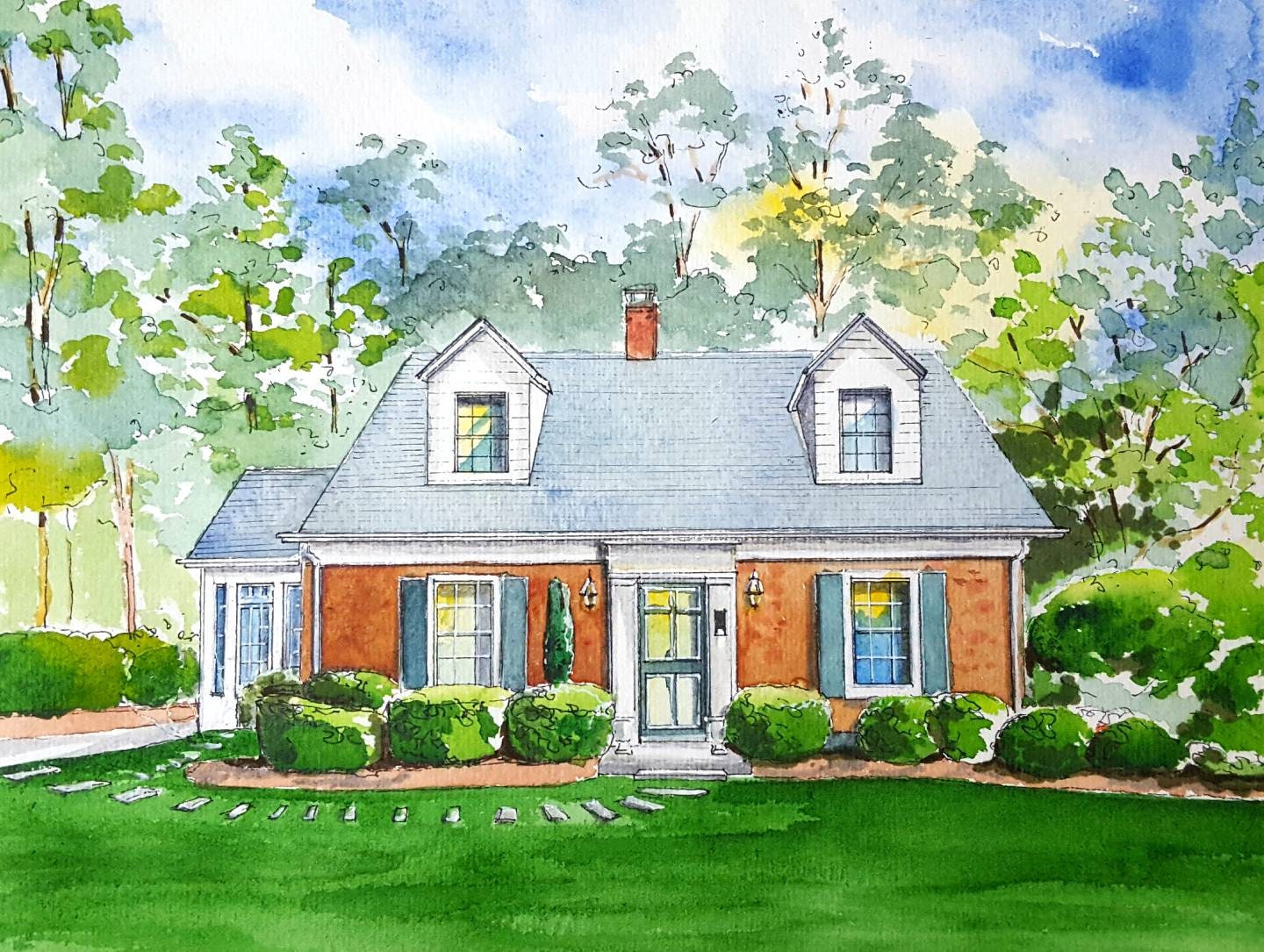 Custom Watercolor House Painting of Your Home Custom Art Etsy