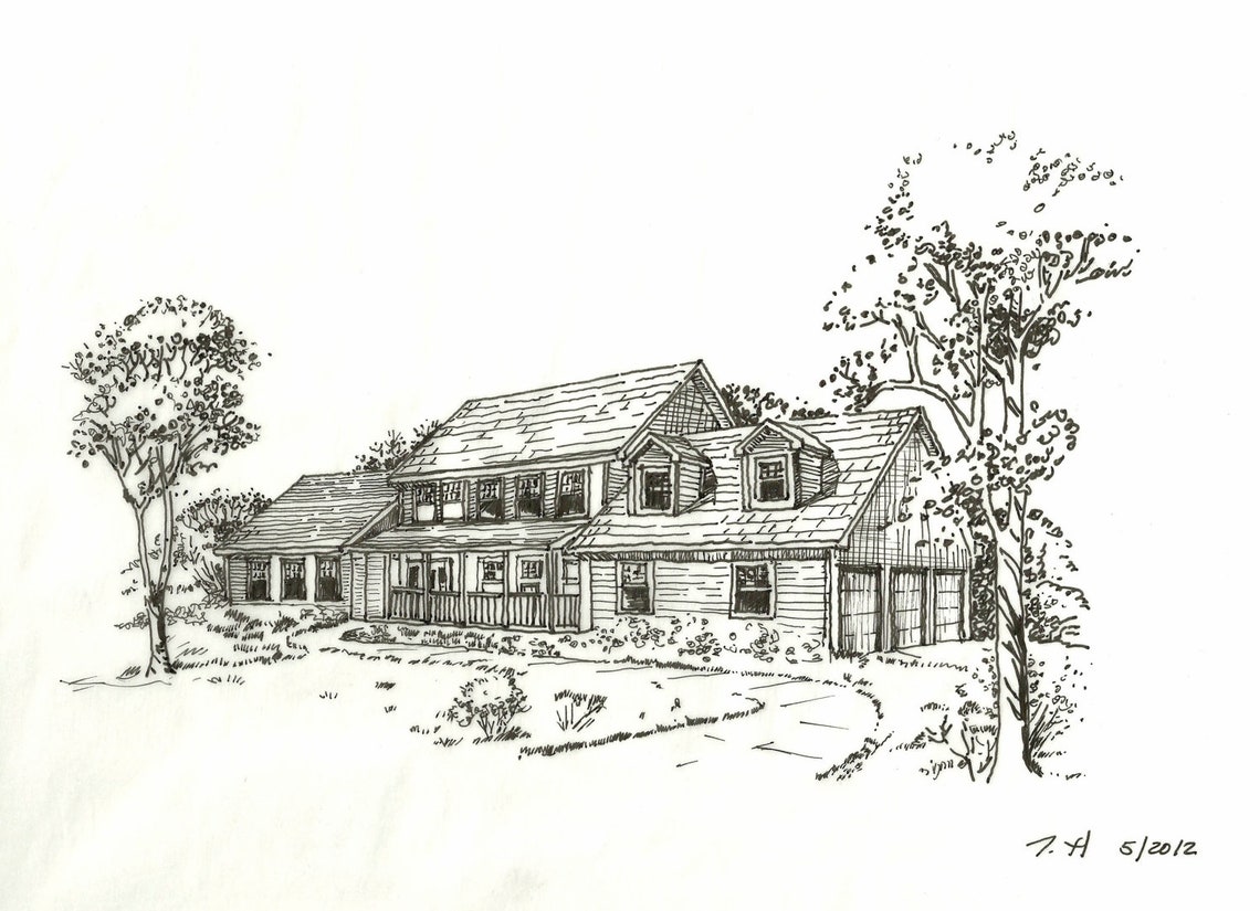 Custom Ink House Painting of Your Home Custom Art - Etsy
