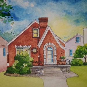 Personalized Water Color Painting, House Portrait By Tina He