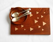CHRISTMAS SALE! Metallic Gold Hand Painted Serving Board, Yacht stripes and geometric triangles, Engagement Gift, Wedding Gift, Australian