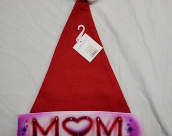 Custom airbrush Christmas hat Name mom