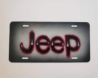 Monogram License Plate Cover Personalized Name on Grey Black Jeep License Plate for Men 