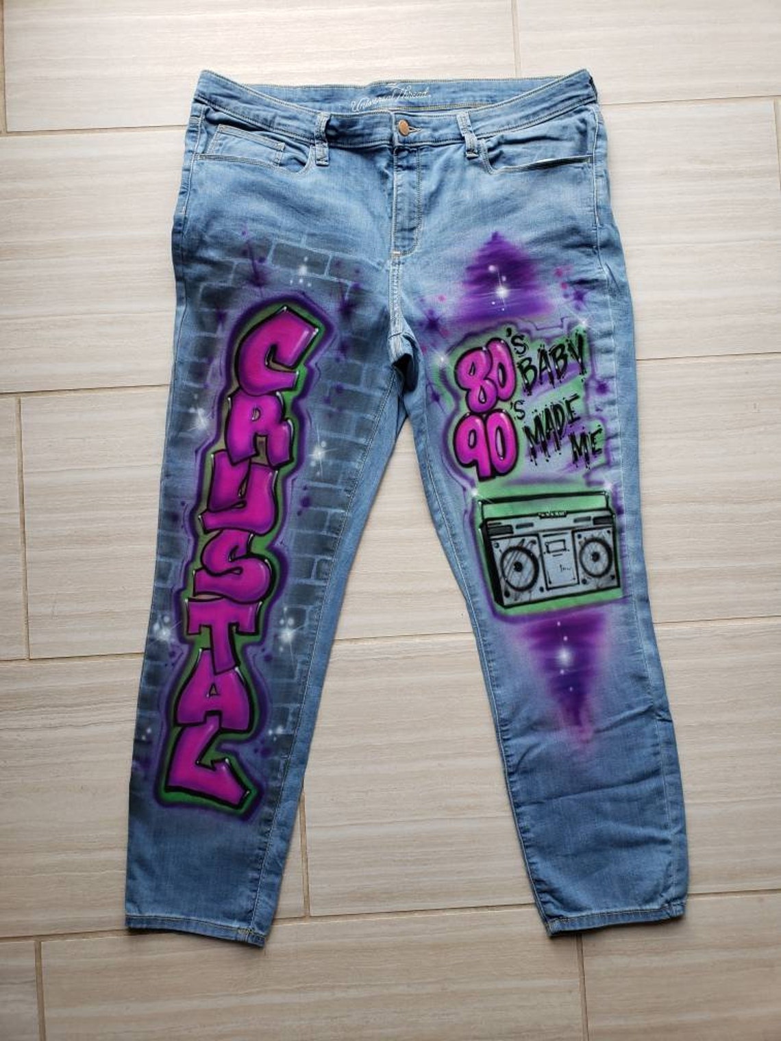 Custom Airbrush denim jeans Etsy
