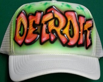 custom airbrush Detroit gafiti hat