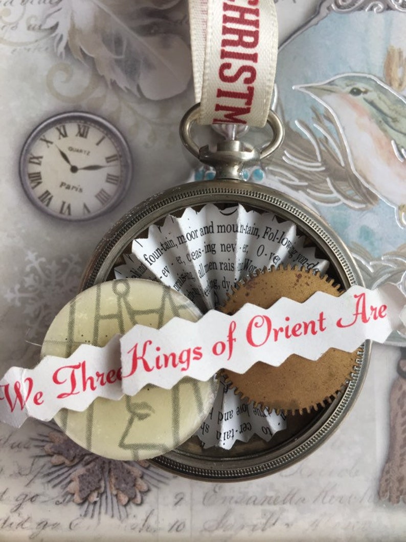 Christmas Time Vintage Pocket Watch Ornaments Etsy