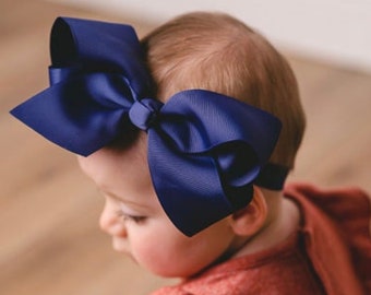 U CHOOSE Big 6" Hair bow baby girl grosgrain hairbow headband toddler newborn Large Bows