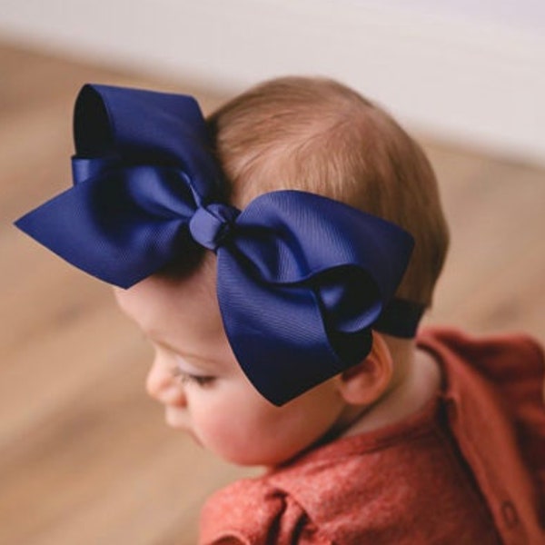 U CHOOSE Big 6" Hair bow baby girl grosgrain hairbow headband toddler newborn Large Bows