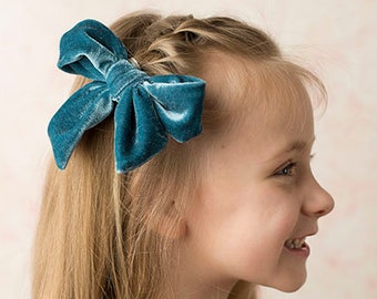 U CHOOSE | Big Velvet 4.75" Hair bow clip baby girl grosgrain hairbow headband toddler newborn Medium Bows