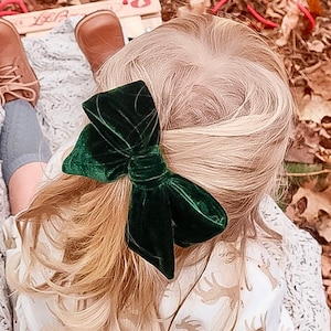 U CHOOSE | Big Velvet 4.75-5" Hair bow forest Green clip baby girl grosgrain hairbow headband Mustard toddler  Medium Bows