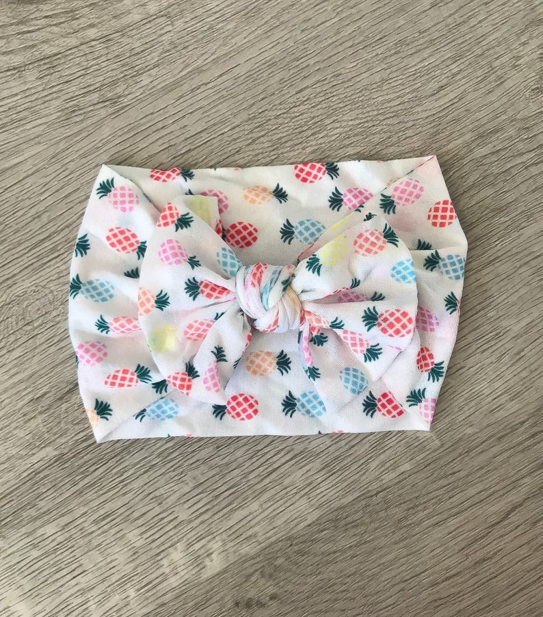 PINEAPPLE Nylon Head Wrap Bow Headband. Baby Girl Newborn Etsy