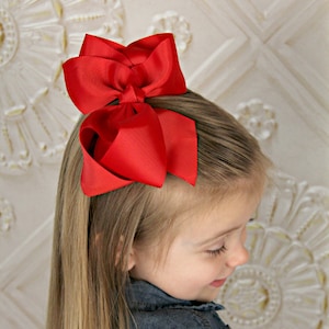 U CHOOSE Big 6 Hair bow girls grosgrain hairbow CLIP toddler Big Girl Large Bows image 1