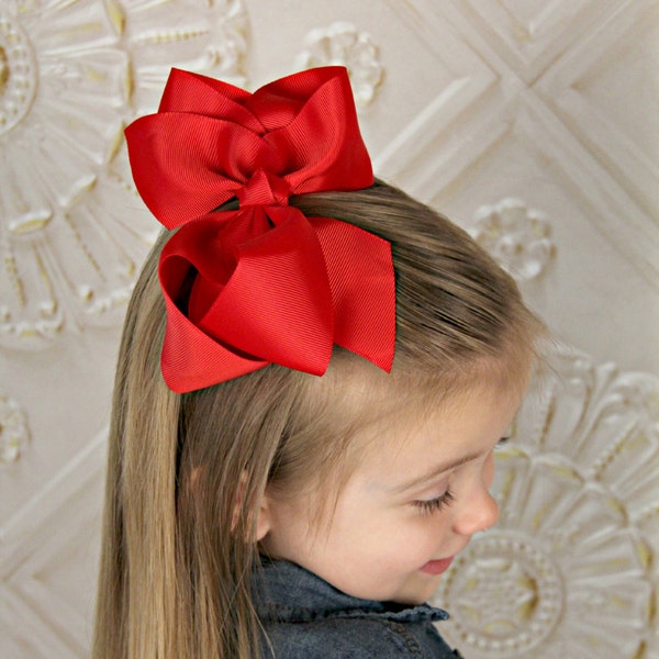 U CHOOSE Big 6" Hair bow girls grosgrain hairbow CLIP toddler Big Girl Large Bows