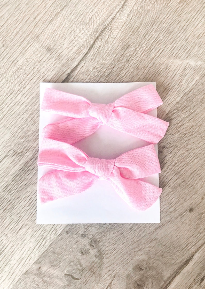 SMALL 10 BOWS or 5 Bows 3.5 medium Cotton Bow, Fabric Hair bow 4 girls on Clip, pinwheel knot bow, pink,white, black, red, ivory, mustard image 3