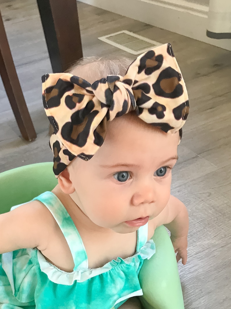 Leopard Cotton Head Wrap Bow Headband. Baby Girl Newborn Etsy