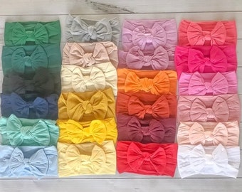 U PICK Nylon Kopftuch, Haarband. Baby Mädchen, Neugeborenen, Turban Boho, weiß, rosa Ananas