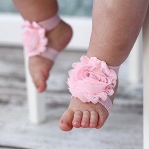 Barefoot Sandals U PICK Baby girl flower shoes Pink newborn