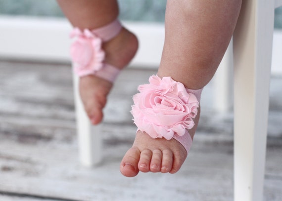 Infants Baby Foot Headband+Flower Barefoot Sandals Girl Hairband Toe Blooms 