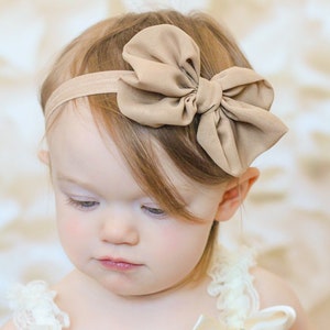 U CHOOSE COLOR Chiffon hair bow Headband Shabby Chic vintage fabric know bow baby headband image 1