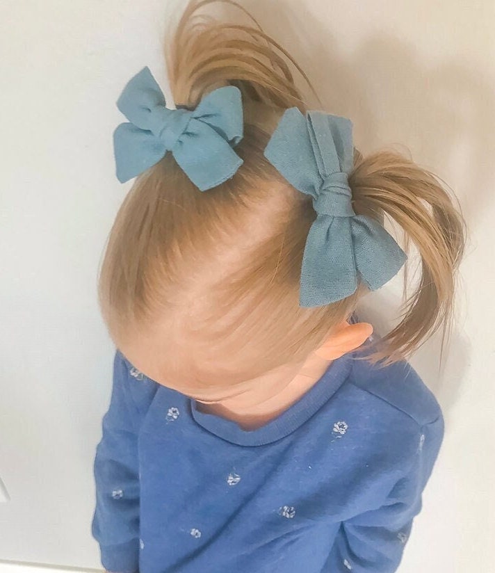 Girls Hair Bows, Baby Hair Bows, Toddler Hair Bows, Linen Bows, Baby B –  Nenematelier