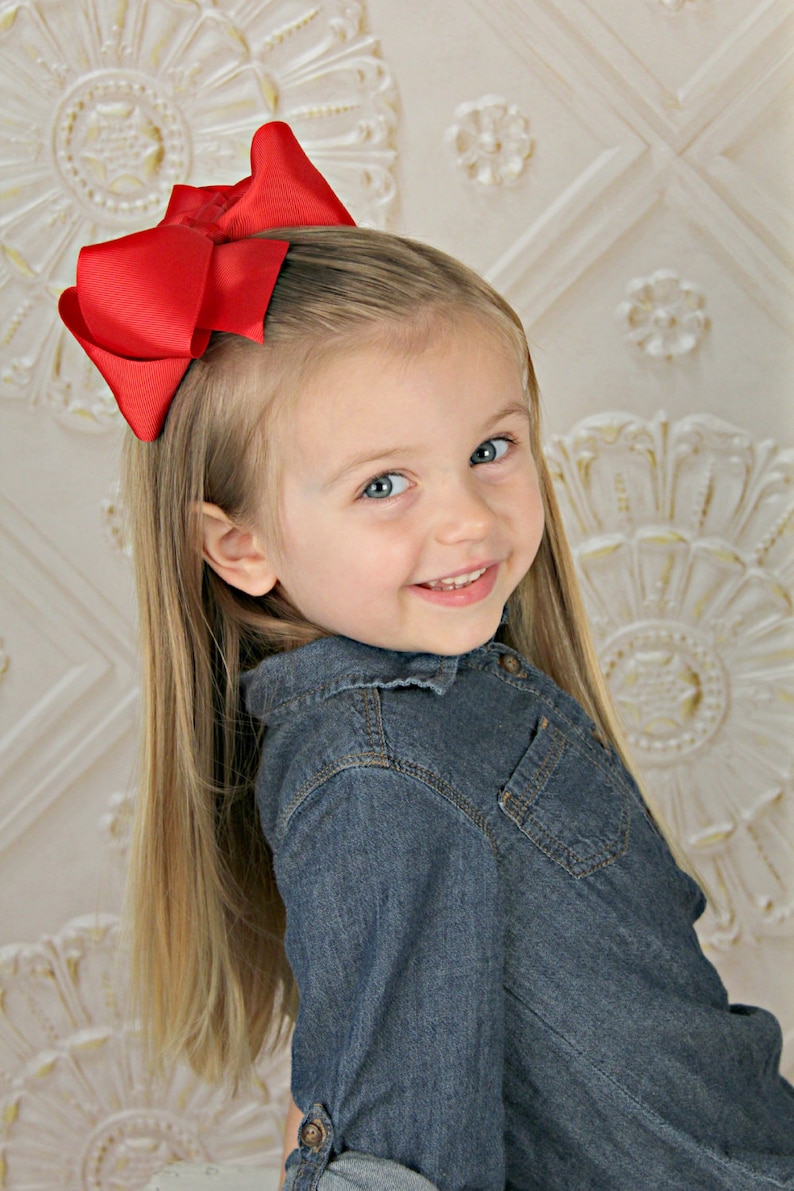 U CHOOSE Big 6 Hair bow girls grosgrain hairbow CLIP toddler Big Girl Large Bows image 2