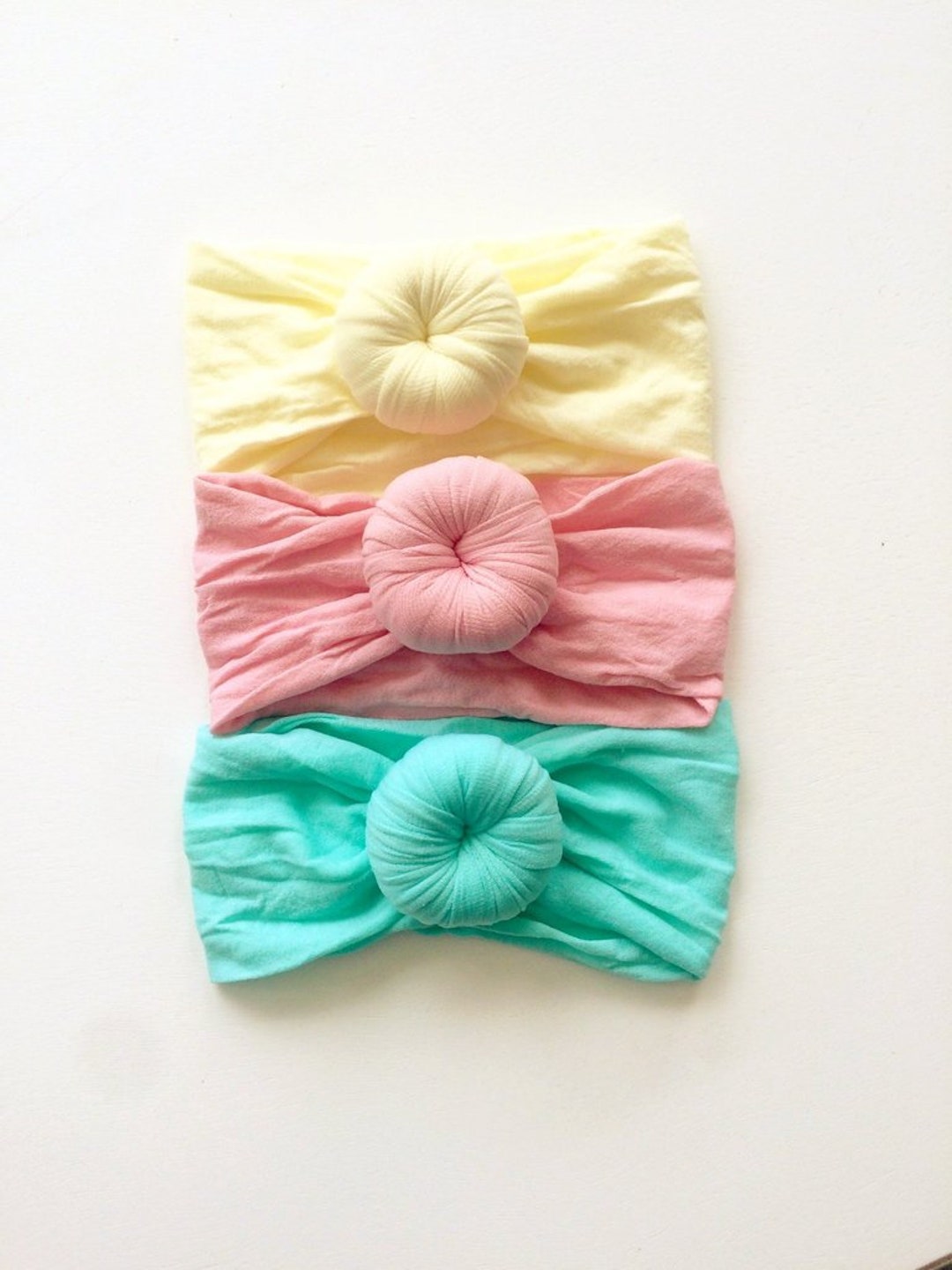 SET of 3 or 1 TURBANS Head Wraps Bows, Fabric Cotton Knot Headbands