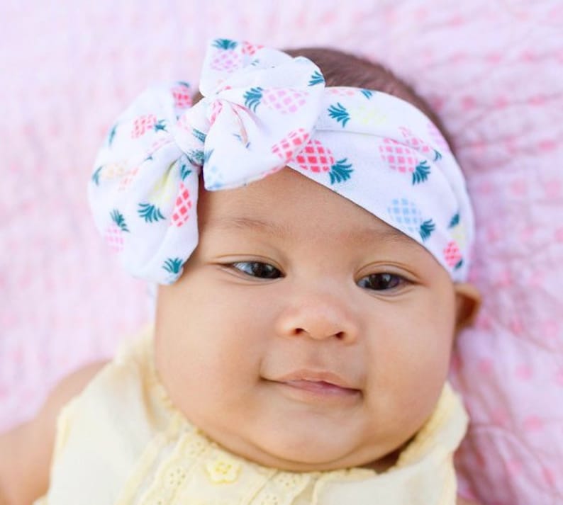 PINEAPPLE Nylon Head Wrap Bow Headband. Baby Girl Newborn Etsy