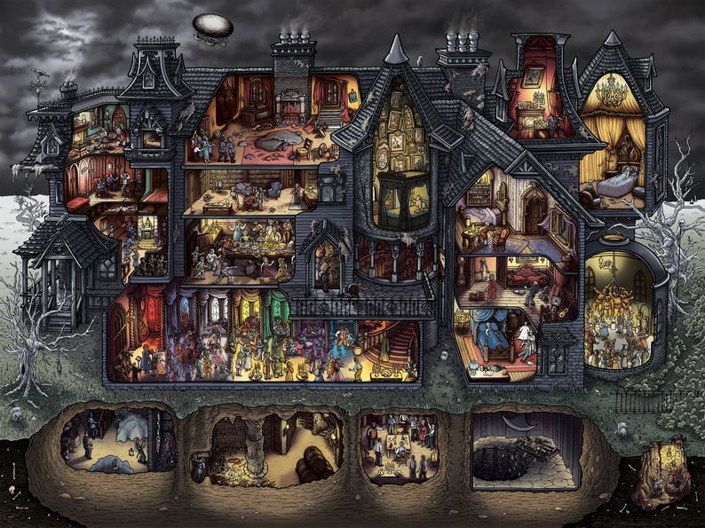 Edgar Allan Poe Macabre Mansion 1000 Piece Jigsaw Puzzle image 2