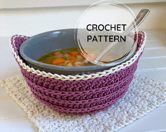 Simple Crochet Bowl Cozy Pattern| 3 Sizes Bowl Holder Pattern | Quick Easy Crochet Gift Idea Pattern | Crochet Kitchen Soup Bowl Cover