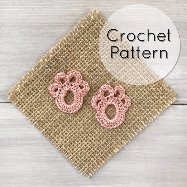 Boucles d'oreilles empreintes de pattes | Modèle rapide facile | Cadeau crochet rapide | Amoureux des chiens | Amoureux des chats | Amoureux des animaux | Bijoux au crochet | Boucles d'oreilles au crochet